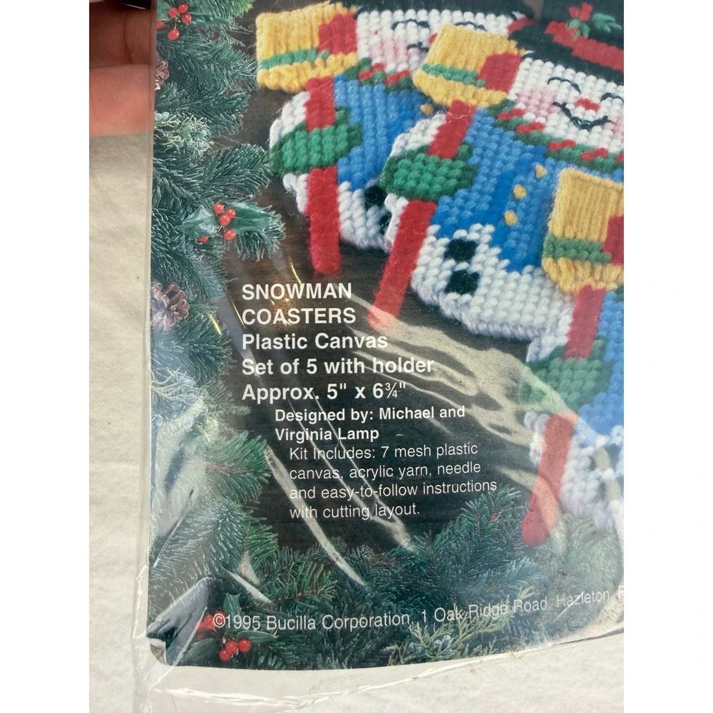 Bucilla Snowman Coasters‎ Plastic Canvas Kit Vintage 1995 Christmas Set 61186